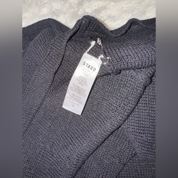 NEW Staud Jocelyn Mixed Stitch Crochet Long sleeves black Mini Dress size L - Picture 5 of 7